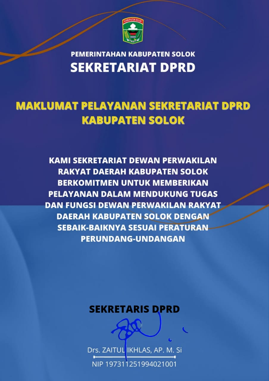 MAKLUMAT PELAYANAN SEKRETARIAT DPRD KABUPATEN SOLOK