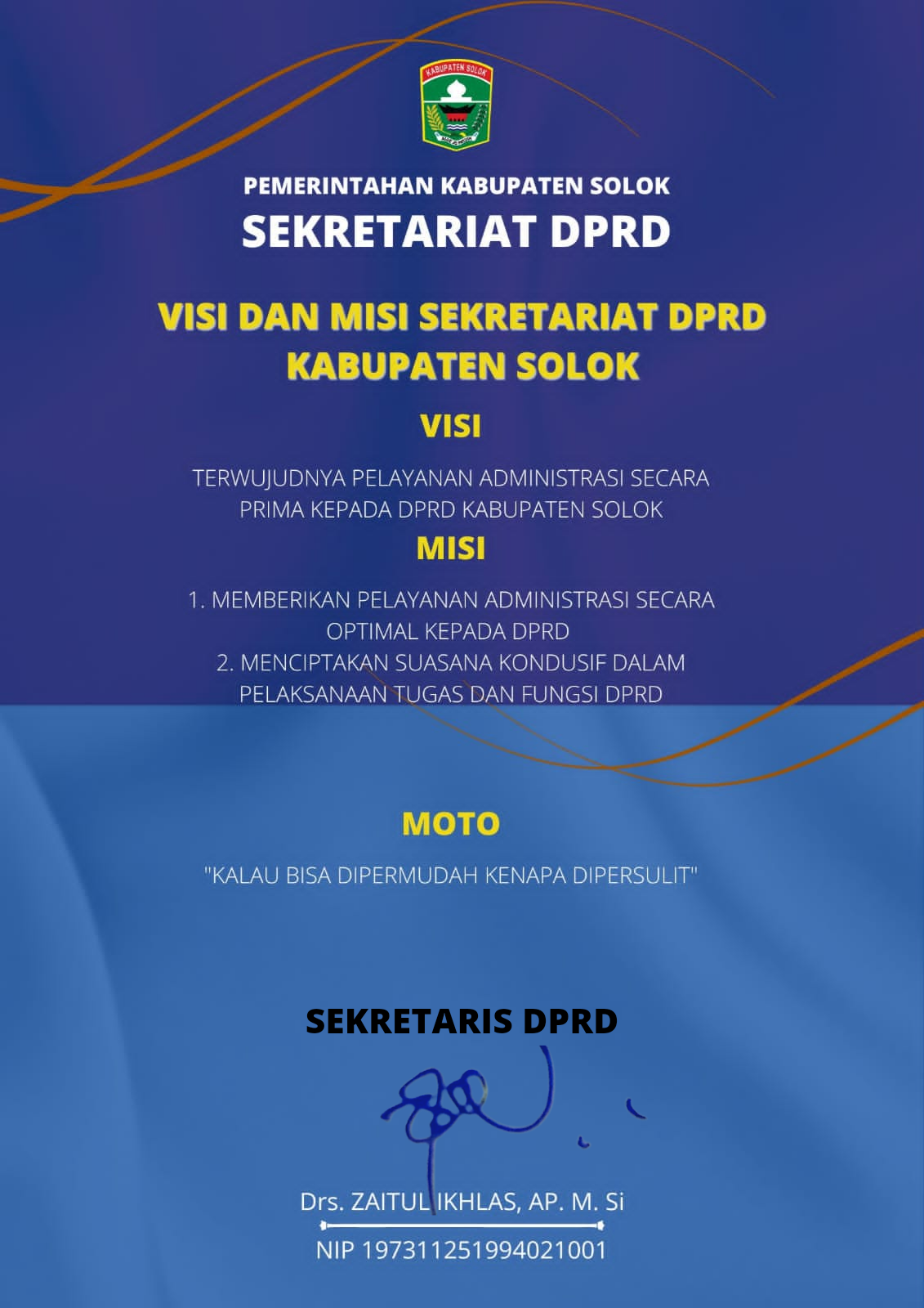 VISI MISI DAN MOTTO SEKRETARIAT DPRD KABUPATEN SOLOK